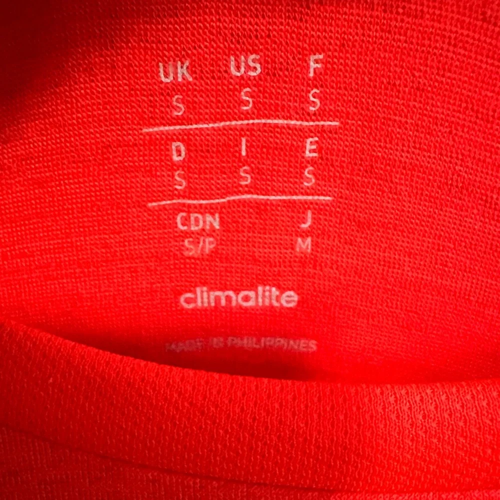 Adidas Neon Orange-Red Running Athletic Long Sleeve Climalite Shirt Size Small